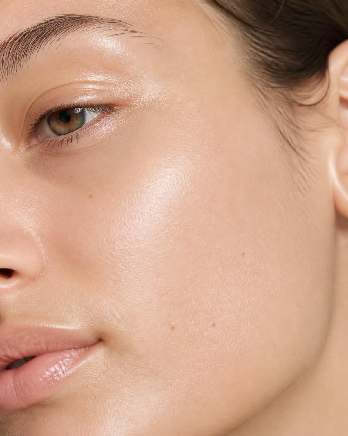 Close-up of smooth, refined skin after diamond-tip exfoliation
