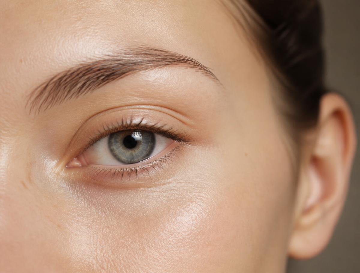 Close-up of the delicate eye area